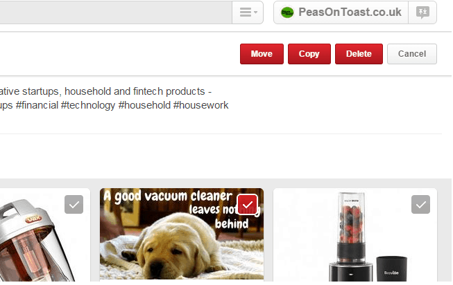 PeasOnToast.co.uk | selecting Pinterest pins to bulk edit