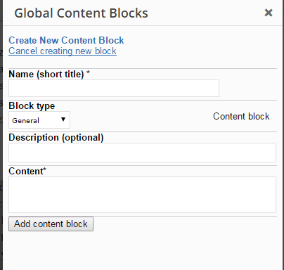 Global Content Blocks adding the content descriptions