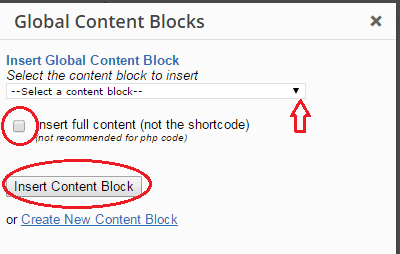 Global Content Blocks inserting new content block