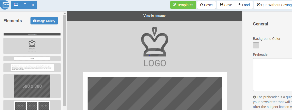 using the drag and drop builder for a campaign with Sendinblue for email marketing