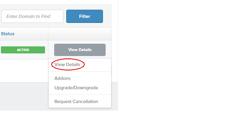 select view details in FastComet to register domain with NameCheap