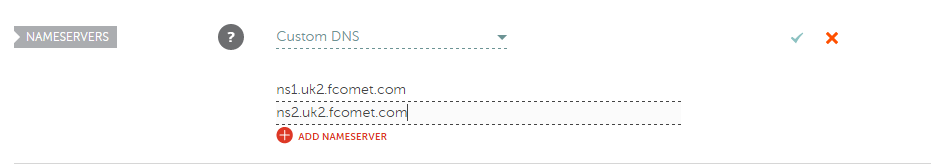 type in the nameserver settings in NameCheap